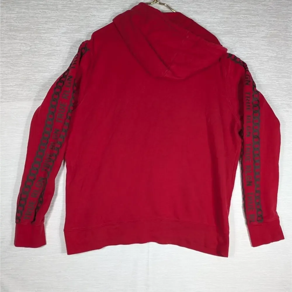 True Religion Hoodie Mens 3XL Red Full Zip Sweater